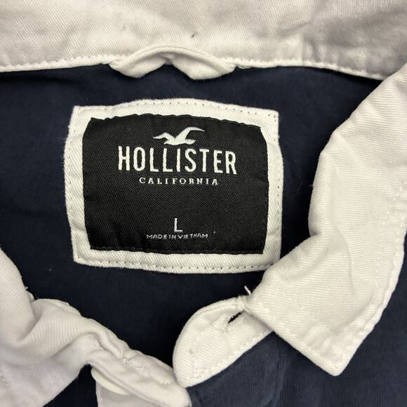 Hollister Polo Shirt Men's L Red, White, Blue Logo Colorblock Golf Preppy - Picture 3 of 9